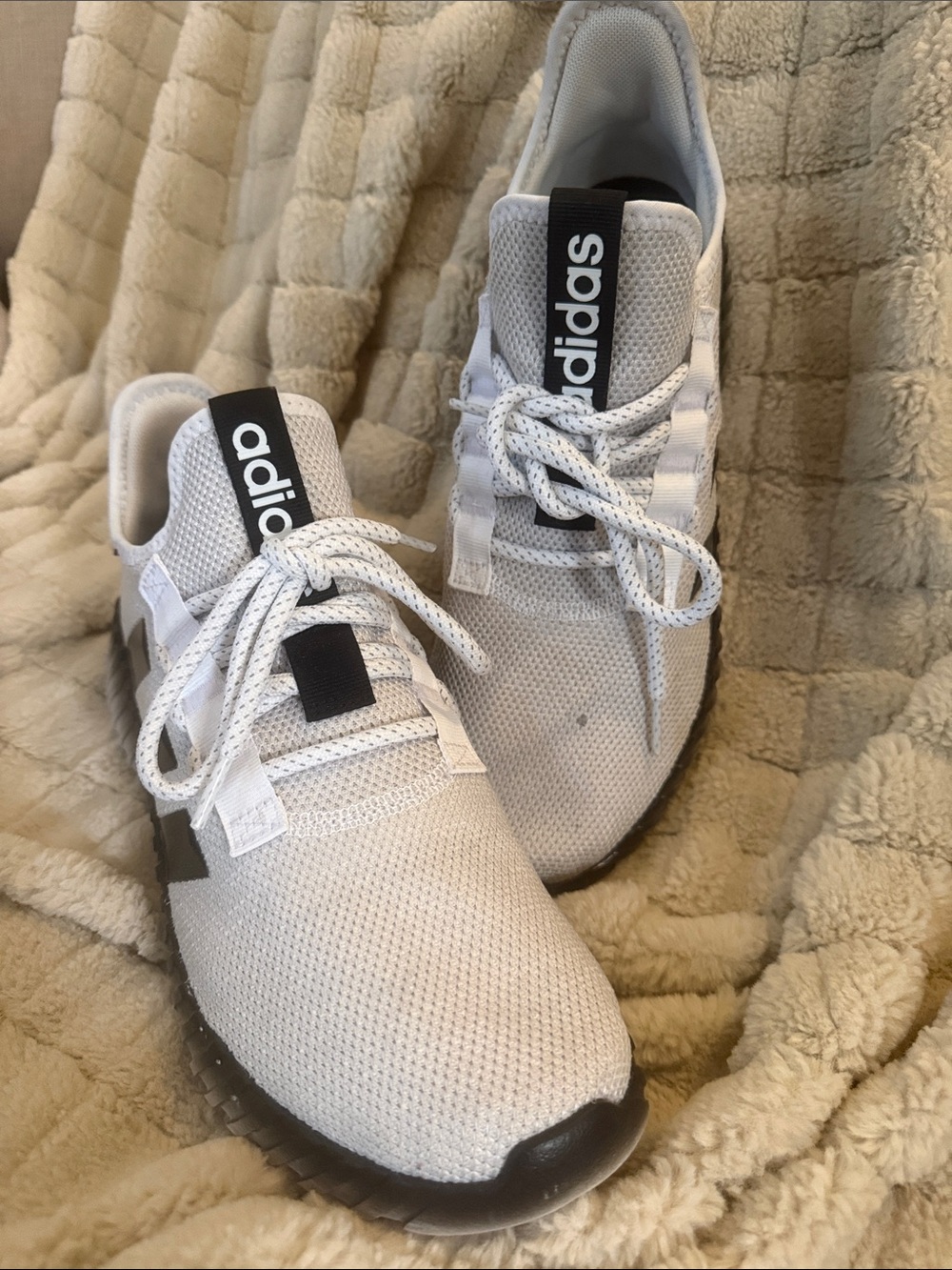 adidas Women’s White and Black Mesh Running Sneakers